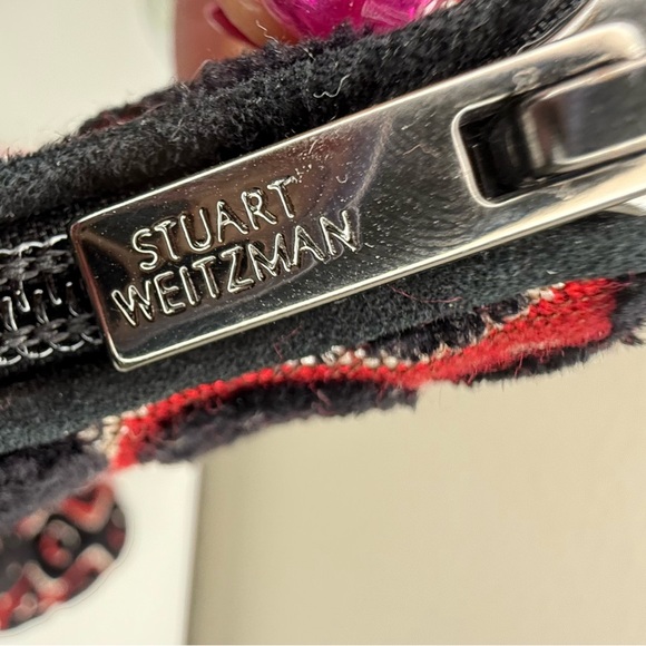 Stuart Weitzman Velvet Jacquard Ankle Boots US 7 EU 37.5 Mod Block Heel - Picture 8 of 13